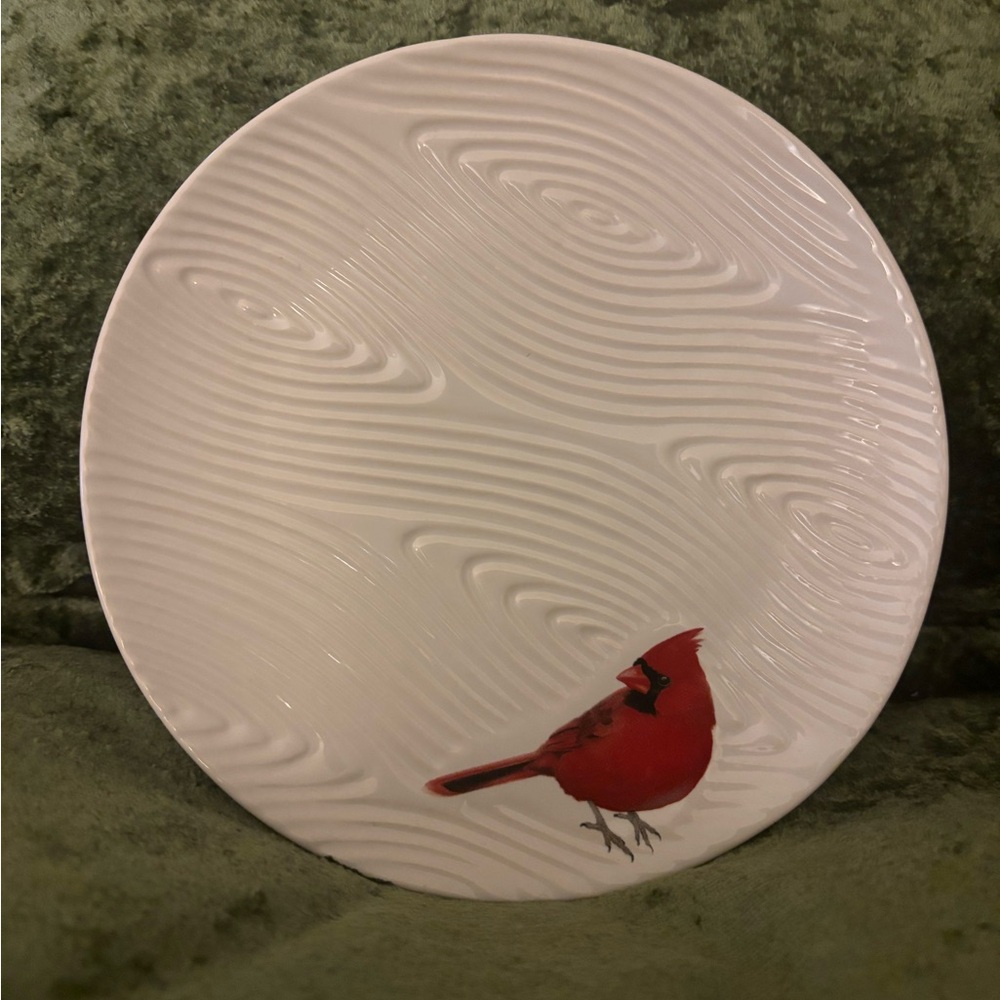 Temp-Tations White Plate with Red Cardinal Design